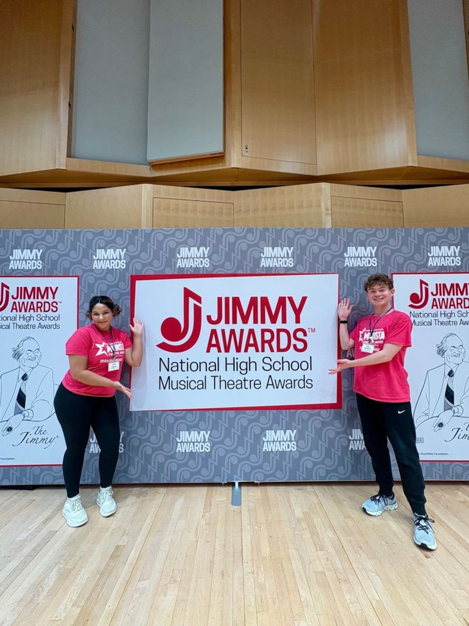 Lynn Dauterman (left) and Griffin Greear represented the Miami Valley High School Theatre Awards at the Jimmy Awards in New York City. CONTRIBUTED