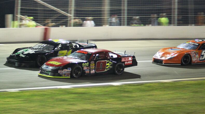 Beavercreek’s Brandon Oakley (No. 51) won the Robbie Dean Memorial late model race at Kil-Kare Speedway on Friday, Aug. 8, 2014. CONTRIBUTED PHOTO