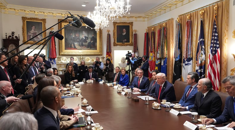 President Donald Trump speaks during a cabinet meeting at the White House, Thursday, Jan. 29, 2026, in Washington. (AP Photo/Evan Vucci)