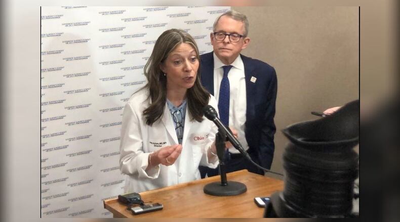 Dr. Amy Acton, Ohio Department of Health director, and Gov. Mike DeWine
