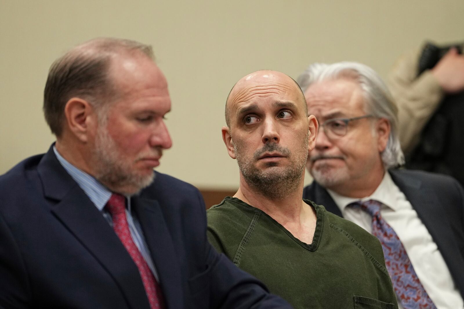 Sean M. Higgins, the driver charged with killing NHL hockey player Johnny Gaudreau and his brother Matthew while they were bicycling, appears at the Salem County, N.J., Courthouse, Tuesday, April 15, 2025, in Salem, N.J. (AP Photo/Matt Rourke)