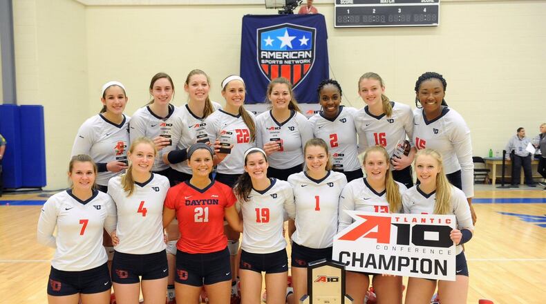 The Dayton Flyers won their 11th Atlantic 10 volleyball championship Sunday against Saint Louis. CONTRIBUTED PHOTO