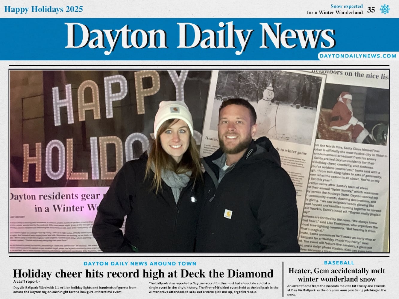 "Front Page News" photo booth photos from Deck the Diamond
