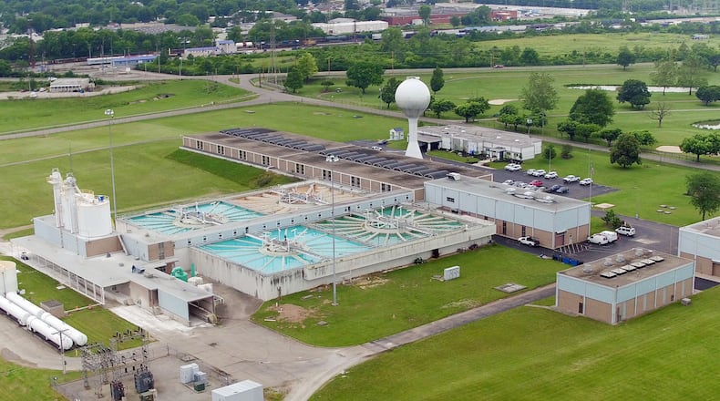 Aerial view looking northwest of the City of Dayton Water Treatment and Distribution plant. TY GREENLEES / STAFF