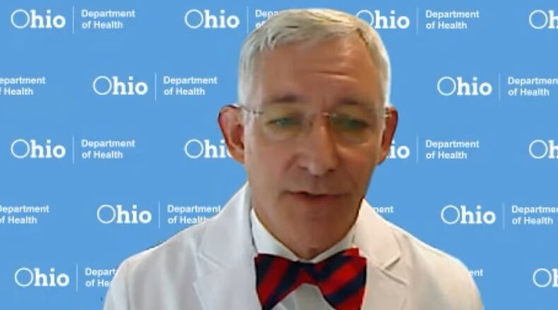 Dr. Bruce Vanderhoff, director of the Ohio Department of Health, encourages parents to get their children their required immunizations ahead of the coming school year on Thursday, July 20, 2023. COURTESY OF THE OHIO DEPARTMENT OF HEALTH