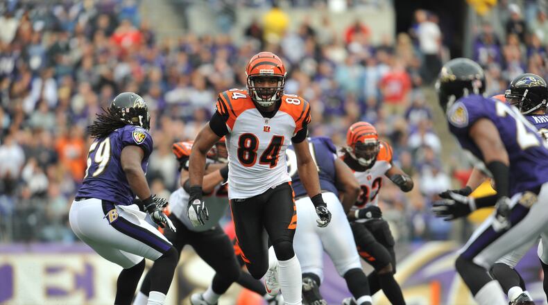 BALTIMORE - NOVEMBER 20: Jermaine Gresham #84 of the Cincinnati Bengals runs downfield against the Baltimore Ravens at M&T Bank Stadium on November 20, 2011 in Baltimore, Maryland. The Ravens defeated the Bengals 31-24. (Photo by Larry French/Getty Images)