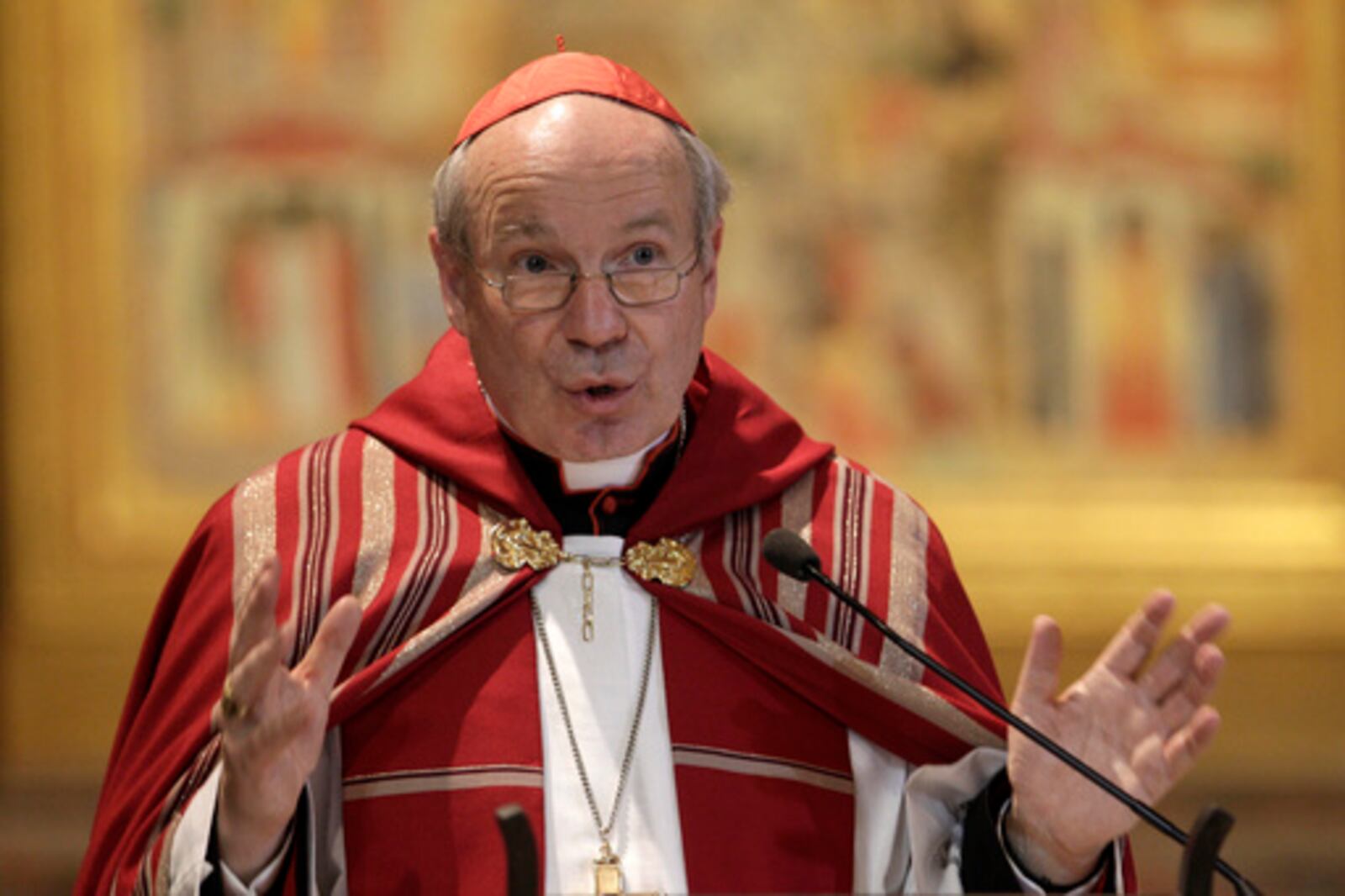 FILE - Austrian Cardinal Christoph Schoenborn attends a celebration at the St. Bartholomew church at the Tiberine Island in Rome, Monday, March 4, 2013. (AP Photo/Riccardo De Luca, File)