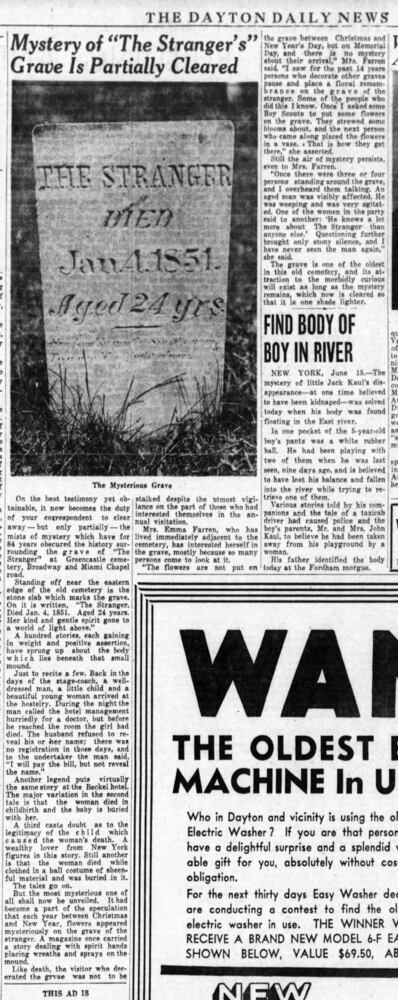 PHOTOS: THE STRANGER, a 170-year-old mystery, is buried at Old Greencastle Cemetery