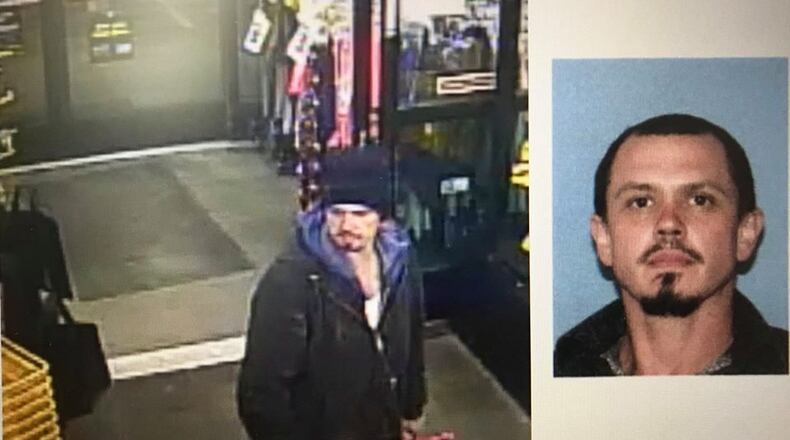 Jeremy Watson of Dayton is the man identified in this surveillance photo of a Dollar General store in Indiana. Prosecutors said Watson was charged with the crime after being shot by a Miamisburg police officer outside the Red Roof Inn on Byers Road. CONTRIBUTED