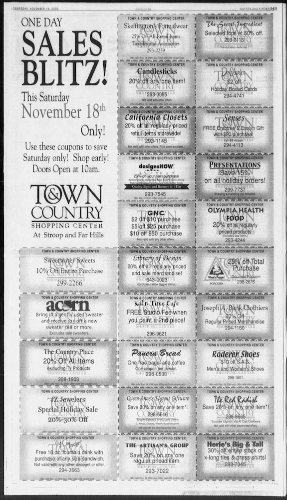 Town and Country shopping center advertisements