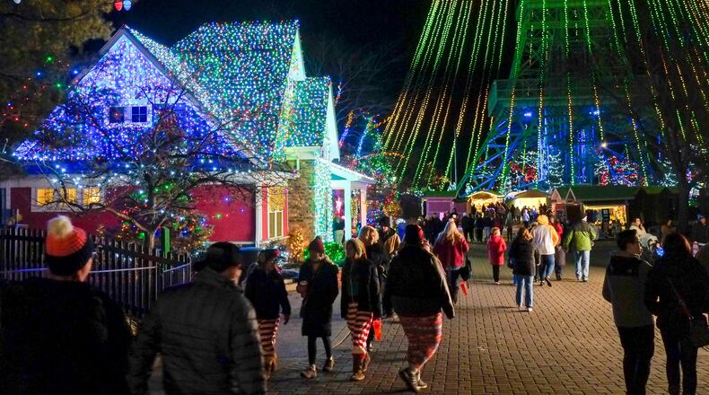Winterfest at King’s Island is rolling out a new, family-friendly New Year’s Eve party, and the park’s 314-foot Christmas tree will be turned into a giant countdown. GREG LYNCH/STAFF