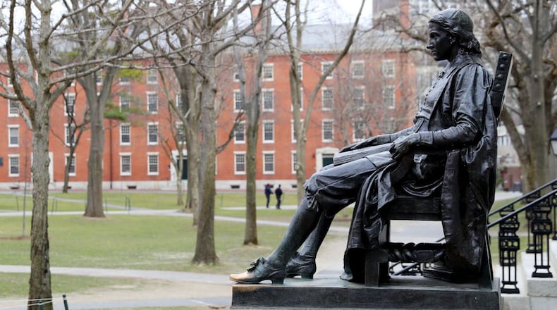 CAMBRIDGE, MASSACHUSETTS - MARCH 23: The Harvard University campus is shown on March 23, 2020 in Cambridge, Massachusetts. Students were required to be out of their dorms no later than March 15 and finish the rest of the semester online due to the ongoing COVID-19 pandemic.