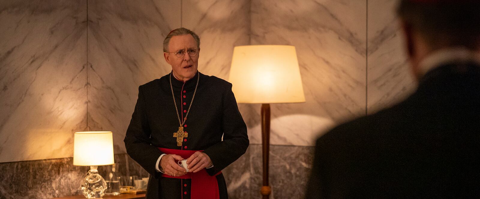 This image released by Focus Features shows John Lithgow in a scene from "Conclave." (Philippe Antonello/Focus Features via AP)