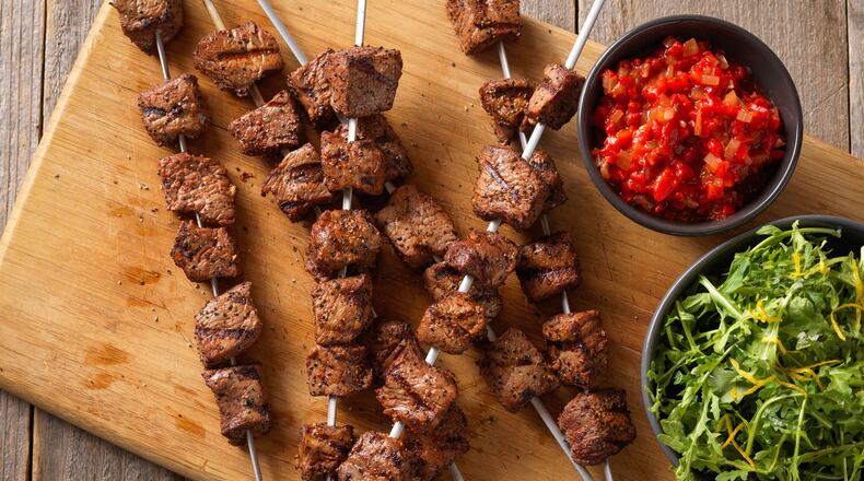 Saturday’s Beef Sirloin Kebabs is served with Roasted Red Pepper Dipping Sauce. Contributed by Cattlemen’s Beef Board