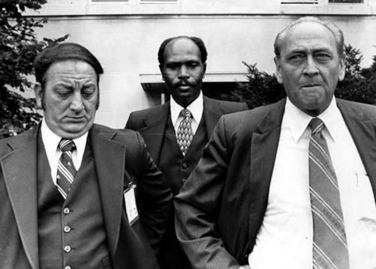 (L-R): M.O. Burton, Lt. Col. Tyree Broomfield, and Police Director Grover O'Connor, 1978
