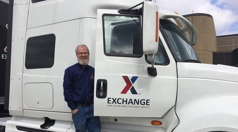 Bradley Wacks, 57, a truck driver for the Army and Air Force Exchange Service who has logged more than 3 million miles of safe driving in 36 years of service, has been inducted along with three other drivers into the National Private Truck Council/Lytx Driver Hall of Fame. (Skywrighter photo/Amy Rollins)