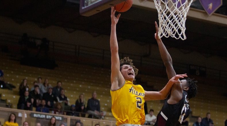 Alter's Ryan Chew goes up for a bucket during a game earlier this season. The Knights face Akron St. Vincent-St. Mary in Friday's Division II state semifinals. Jeff Gilbert/CONTRIBUTED