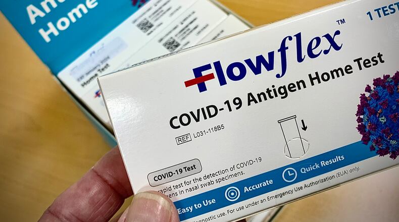 A COVID-19 test pictured at Public Health - Dayton and Montgomery County on June 20, 2023. COVID-19 is still a threat this year, the Ohio Department of Health says, reminding people to get their updated 2024-2025 COVID shot. MARSHALL GORBY\STAFF