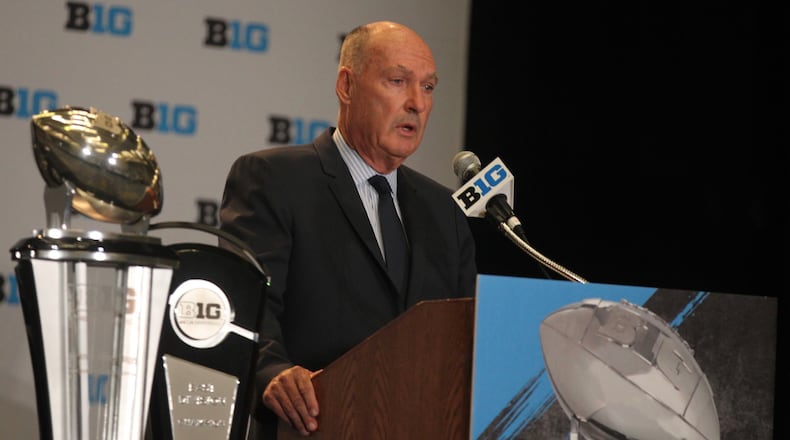 Big Ten Commissioner Jim Delany speaks at Big Ten Media Days on Monday, July 24, 2017, at McCormick Place in Chicago.