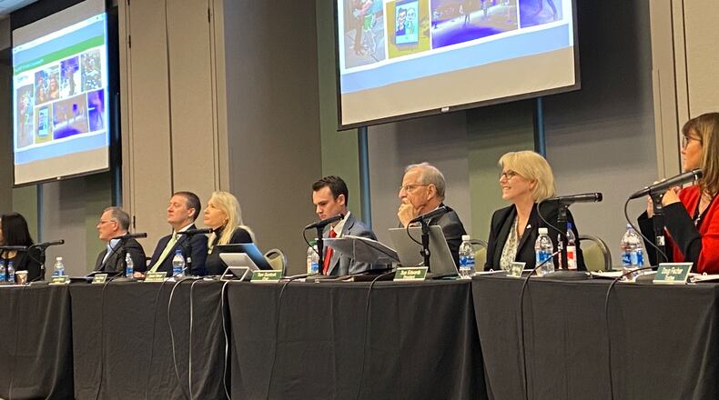 Wright State trustees listen to a presentation from a student trustee on Friday, Feb. 17. Eileen McClory / Staff