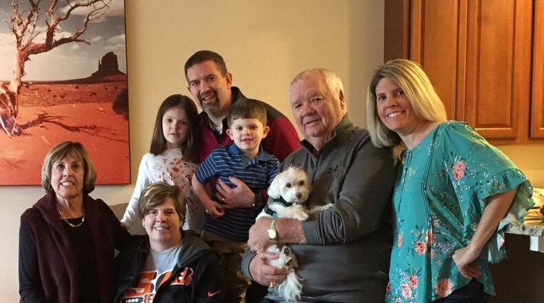 The Moran family, from left: Anne, Melissa, Leanne and Luke in the arms of their dad, Chris Newman, John Moran and Melinda Moran Newman . CONTRIBUTED