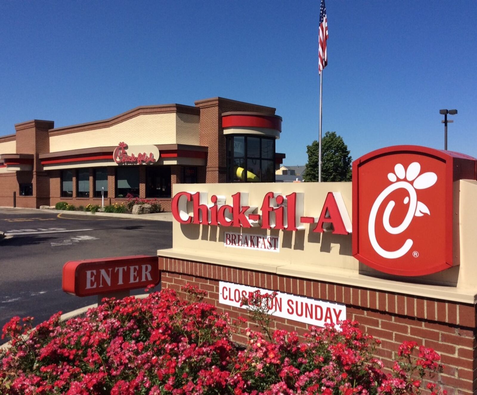 Six local Chick-fil-A restaurants, including the Washington Twp. location shown here, are giving away a free breakfast entree today, Tuesday June 13, no purchase required. MARK FISHER/STAFF