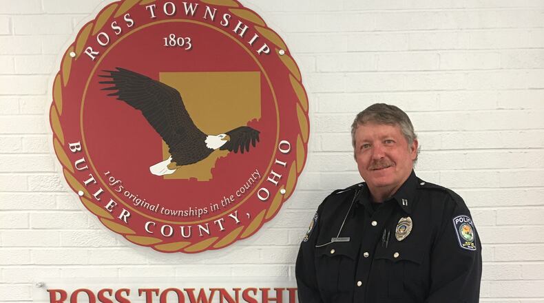 Acting Ross Twp. Police Chief Jack Tremain was awarded the Ohio Distinguished Law Enforcement Valor Award this week for chasing down the suspected shooter in a double homicide in Hamilton who fled toward Ross Twp. PROVIDED