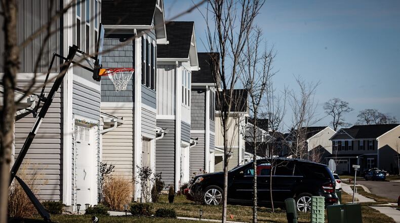 A Ryan Home development lines Rachel Ann Blvd. off of State Route 571 in West Milton. JIM NOELKER/STAFF