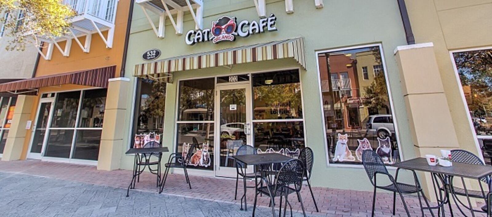 Out front of Orlando's Cat Cafe