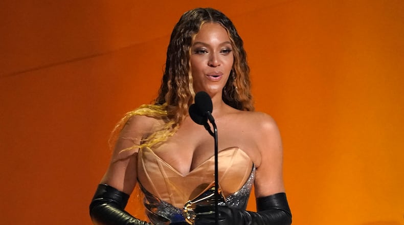 FILE - Beyonce accepts the award for Best Dance/Electronic Album for "Renaissance" at the 65th annual Grammy Awards on Feb. 5, 2023, in Los Angeles. Tickets for her "Renaissance" concert film are on sale now. (AP Photo/Chris Pizzello)