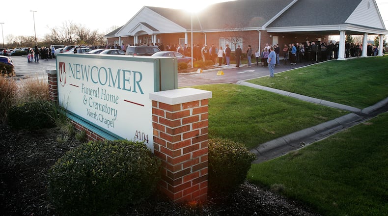 Newcomer Funeral Home on Needmore Road. JIM NOELKER/STAFF