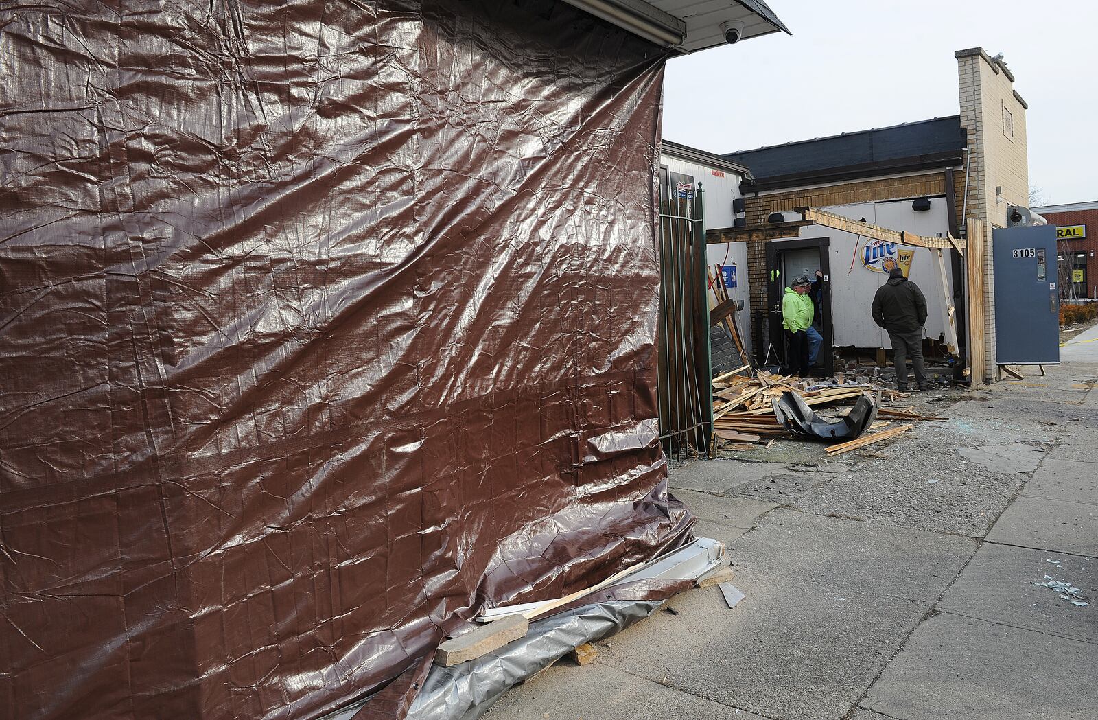 Tuesday, Feb. 15, 2022, a vehicle crashed into two businesses in the 3100 block of East Third Street. No injuries were reported. MARSHALL GORBY\STAFF