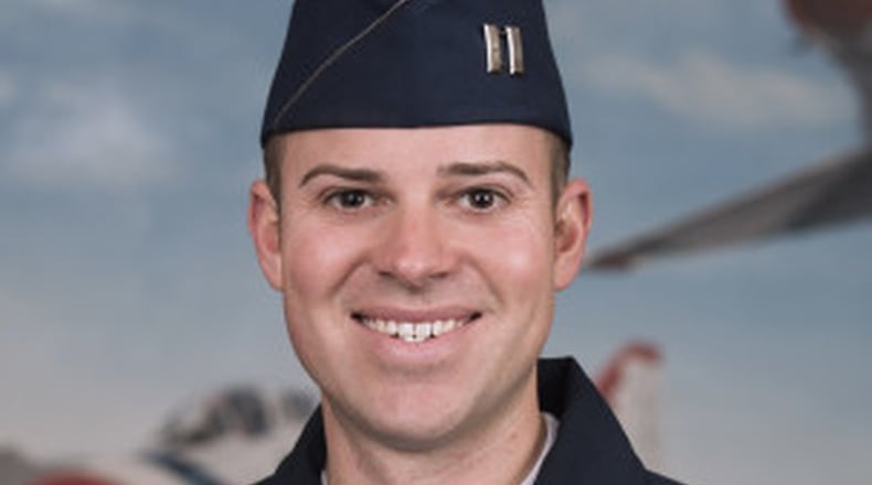 Capt. Erik Gonsalves is the Advance Pilot/Narrator for the U.S. Air Force Air Demonstration Squadron, flying the No. 8 jet for the Thunderbirds. U.S. AIR FORCE