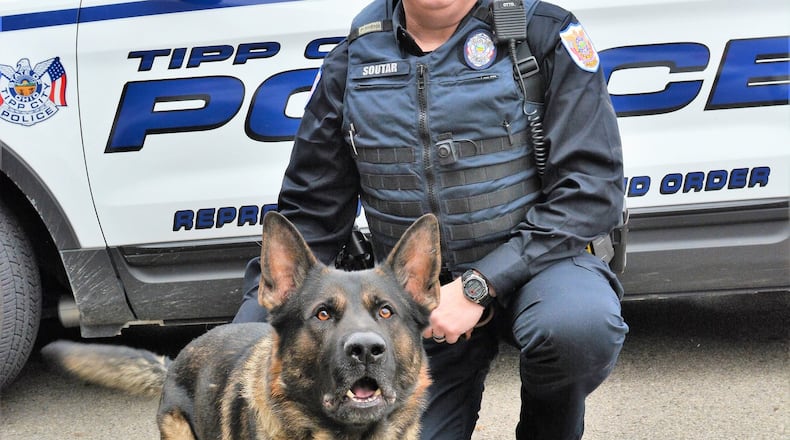 The Tipp City Police Department’s new K9 unit, Bob, and his handler Officer Darren “Duffy” Soutar. CONTRIBUTED