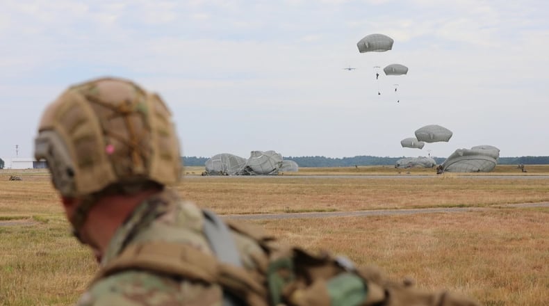 Soldiers with the 412th Civil Affairs Battalion conduct Airborne operations at annual training during Operation Viking at Joint Base Cape Cod in July 2022. (U.S. Army photos by Spc. Mark Davis)
