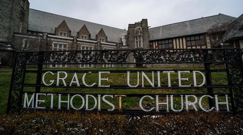 Grace United Methodist Church, built in 1919 and located on the corner of Salem Ave. and Harvard Blvd. in Dayton View is currently decked out for the holidays. TOM GILLIAM / CONTRIBUTING PHOTOGRAPHER
