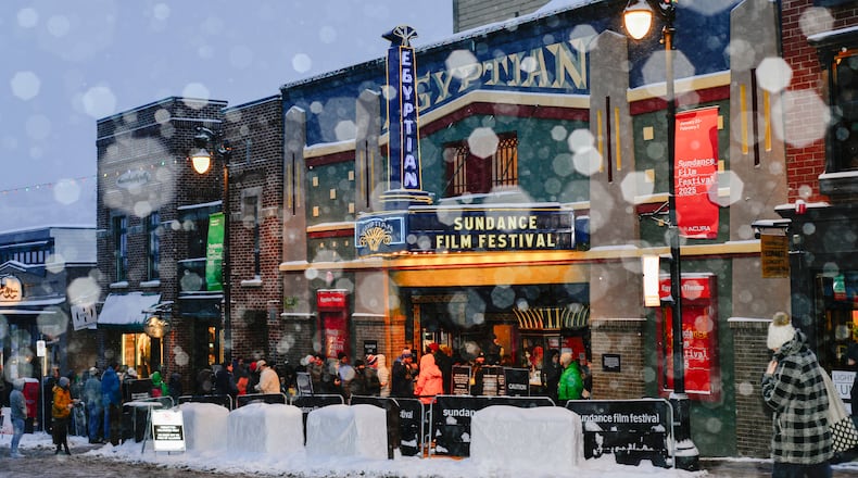 A crowd stands in line at the Egyptian Theatre during the Sundance Film Festival in Park City, Utah, Jan. 25, 2025. The nonprofit behind Sundance, the pre-eminent festival for independent film held for the past 40 years in Park City, Utah, announced that it was exploring where else to hold the event in 2027 and beyond. (Alex Goodlett/The New York Times)