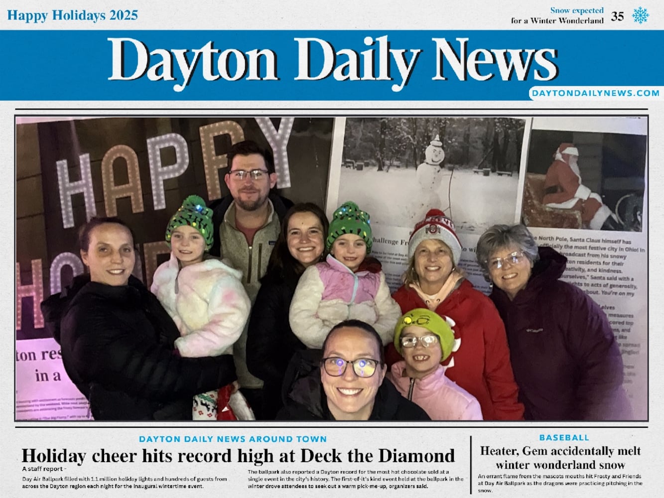 "Front Page News" photobooth at Deck the Diamond