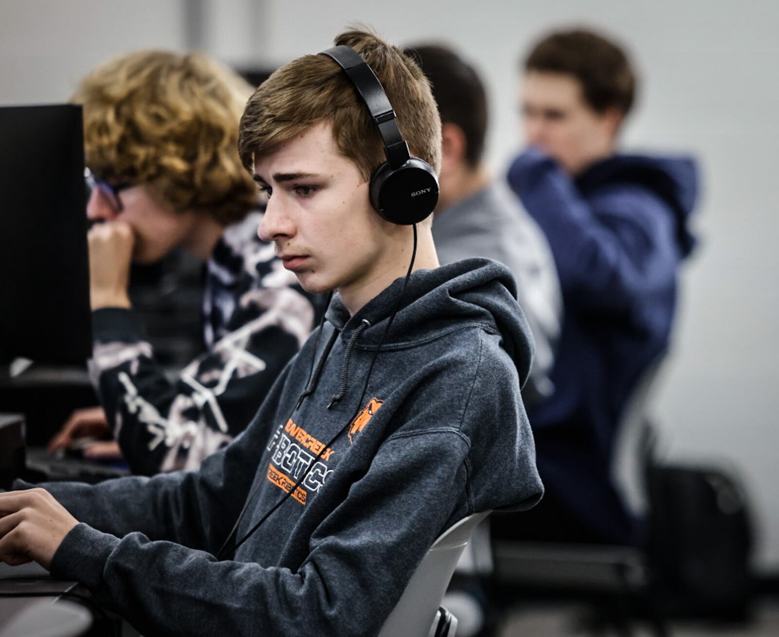 Beavercreek High School sophomore Justin La Rocco studies in the district's new computer science career tech class Thursday November 21, 2024. JIM NOELKER/STAFF