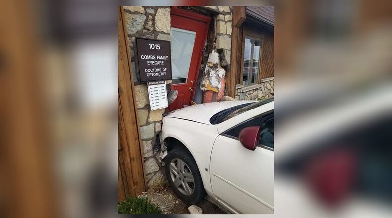 A Middletown man was charged with open container after he admitted to police he drank a beer after crashing Nov. 4 into Combs Family Eyecare, 1025 Summit Drive. SUBMITTED PHOTO