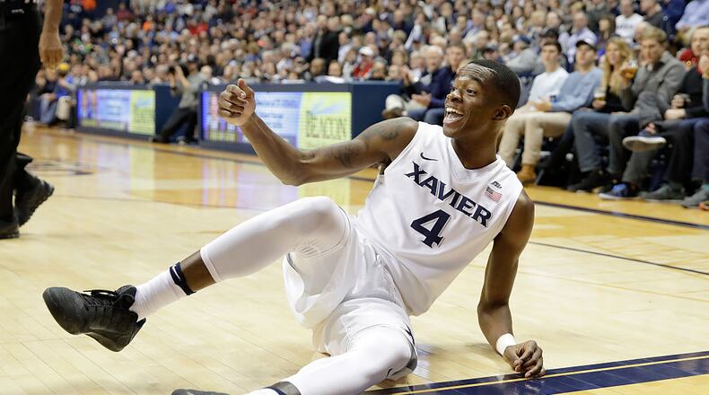 CINCINNATI, OH - DECEMBER 20: Edmond Sumner #4 of the Xavier Musketeers is all smiles after making a basket during the game against the Eastern Washington Eagles at Cintas Center on December 20, 2016 in Cincinnati, Ohio. (Photo by Andy Lyons/Getty Images)