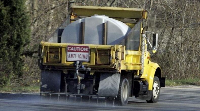 The Ohio Department of Transportation and others use brine to pre-treat roads when snow and ice are expected. Dispatch file