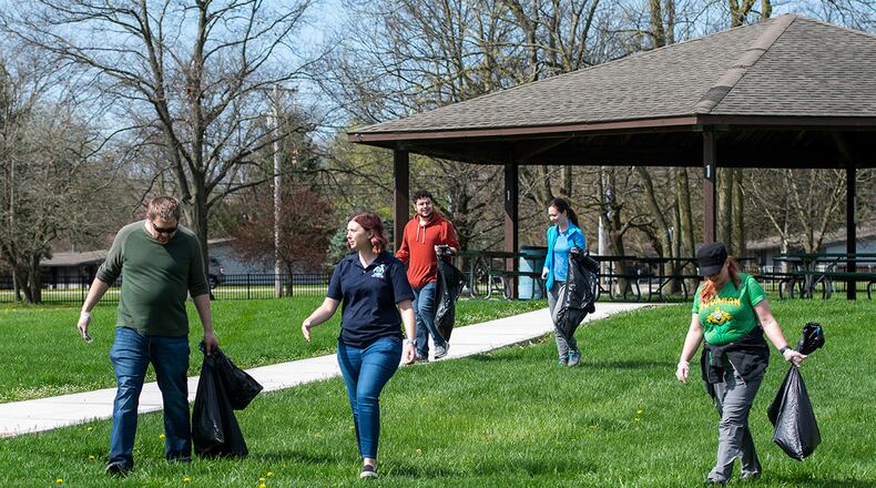 Team Wright-Patt members participate in the Earth Day event April 22 at Community Park in Fairborn. U.S. AIR FORCE PHOTO/WESLEY FARNSWORTH