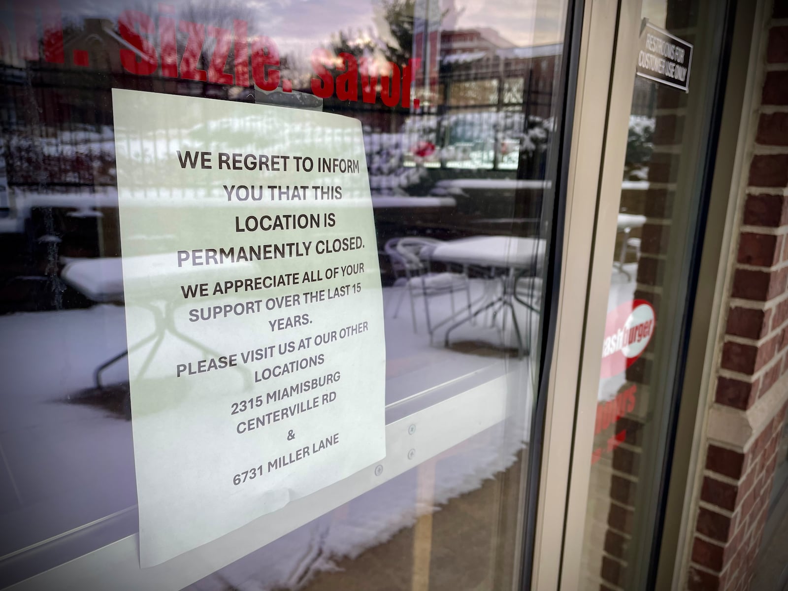 Smashburger has “permanently closed” its doors at 1200 Brown St. Suite 190 in Dayton. NATALIE JONES/STAFF