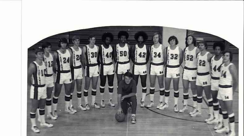 The 1972-73 Sinclair Tartans coached by Kevin O’Neill (kneeling in front of team). CONTRIBUTED