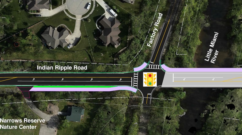 The Ohio Department of Transportation and the Greene County Engineer's Office are proposing improvements to an intersection at Indian Ripple Road and Factory Road, that has been the site of 22 crashes over a five year period. CONTRIBUTED