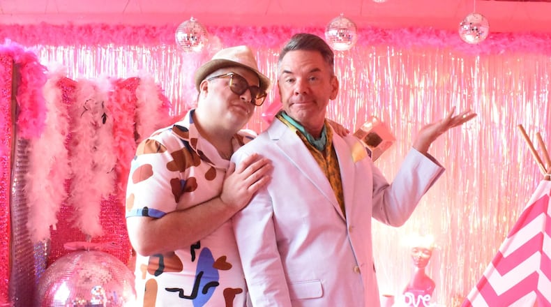 Ben Douglas (left as Albin) and Joshua Stucky (Georges) star in TheatreLab Dayton's production of "La Cage aux Folles," slated Sept. 8-10 at Top of the Market.