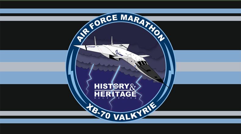 The XB-70 Valkyrie was a prototype of the planned B-70, a nuclear-armed, deep penetration strategic bomber. the Valkyrie will be in the Air Force Marathon’S History and Heritage race series, beginning Sept. 1. U.S. AIR FORCE GRAPHIC