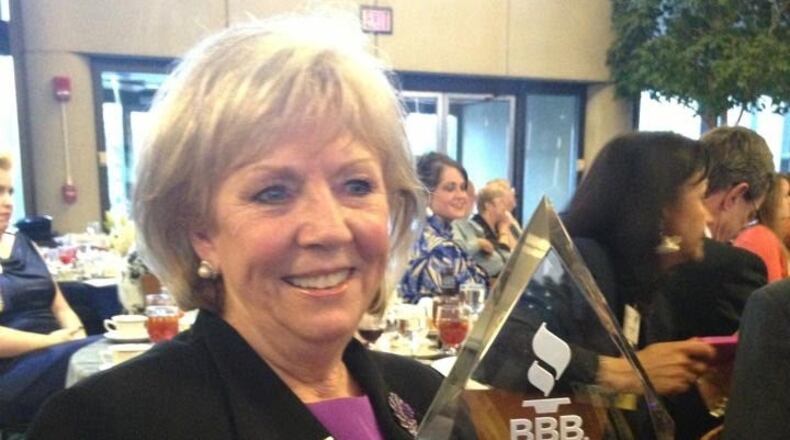Jeanne Porter after receiving the Better Business Bureau Eclipse Integrity Award for WiBN in 2014