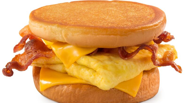 Wayback Burgers in the Mall at Fairfield Commons is offering a buy-one-get-one special on AM Cheeeesy Breakfast Sandwiches on New Year’s Day. SUBMITTED